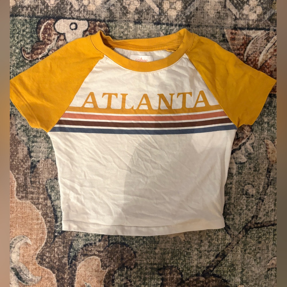 Colsie Yellow and White Graphic Tee
